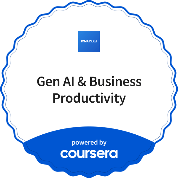 Gen AI & Business Productivity completion badge issued by COURSERA
