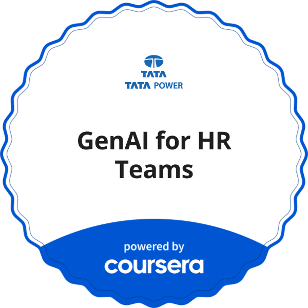 GenAI for HR Teams completion badge issued by COURSERA