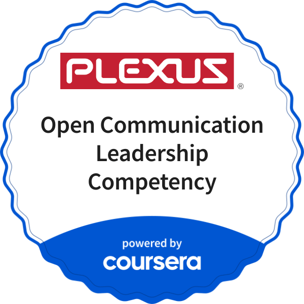 Open Communication Leadership Competency completion badge issued by COURSERA
