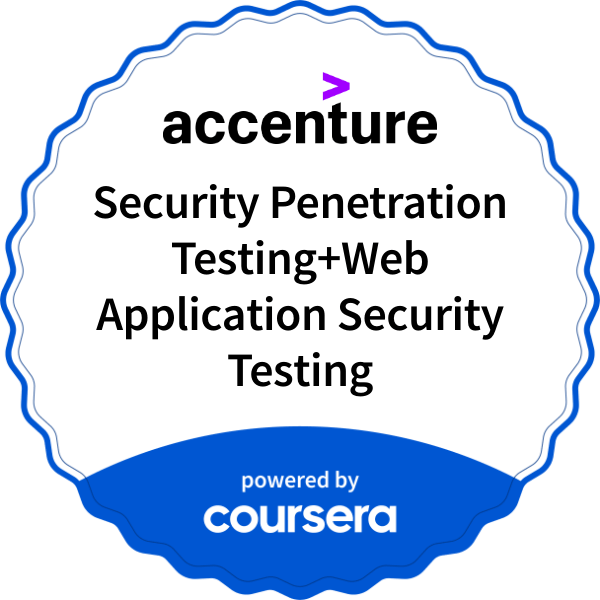 Security Penetration Testing+Web Application Security Testing completion badge issued by COURSERA
