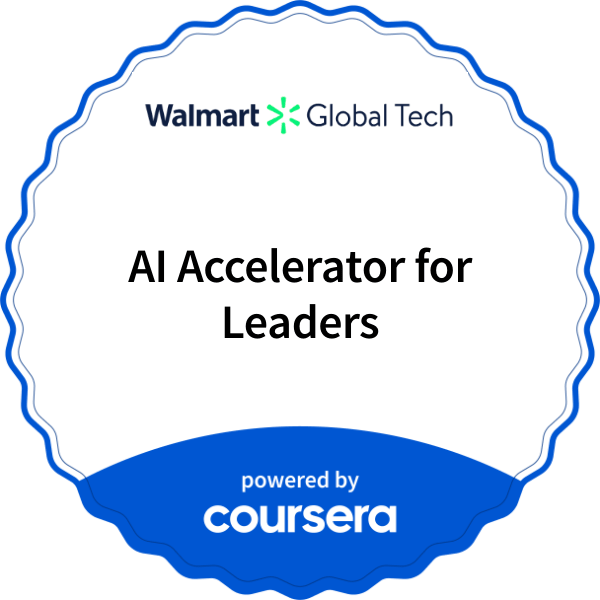 AI Accelerator for Leaders completion badge issued by COURSERA