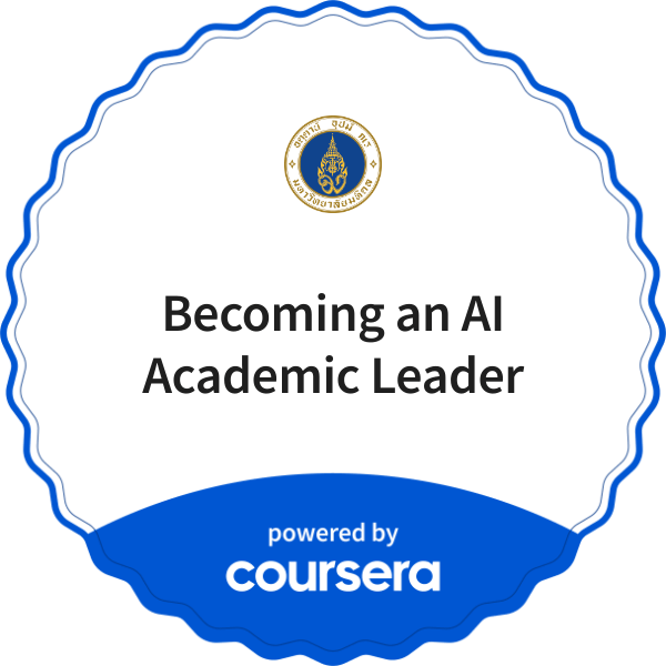 Becoming an AI Academic Leader completion badge issued by COURSERA