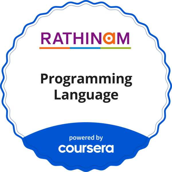Programming Language completion badge issued by COURSERA