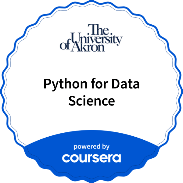 Python for Data Science completion badge issued by COURSERA