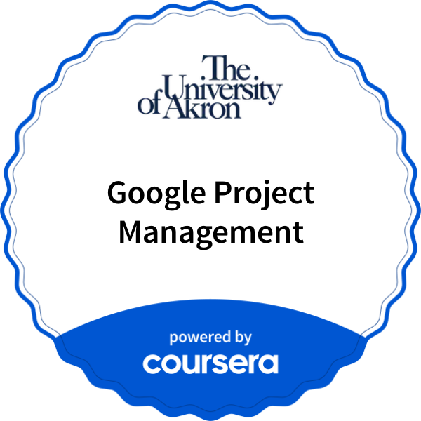 Google Project Management completion badge issued by COURSERA