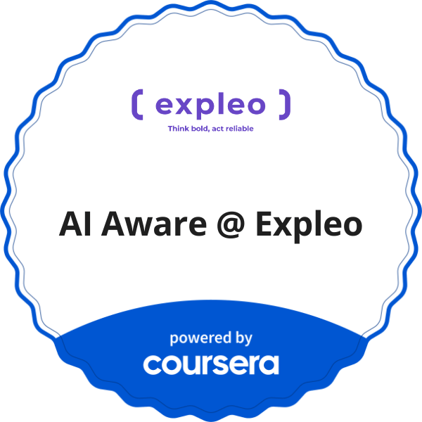 AI Aware @ Expleo completion badge issued by COURSERA