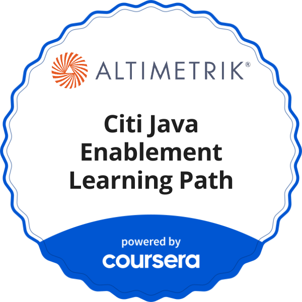Citi Java Enablement Learning Path completion badge issued by COURSERA