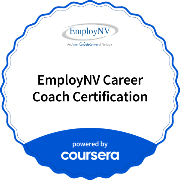 EmployNV Career Coach Certification completion badge issued by COURSERA