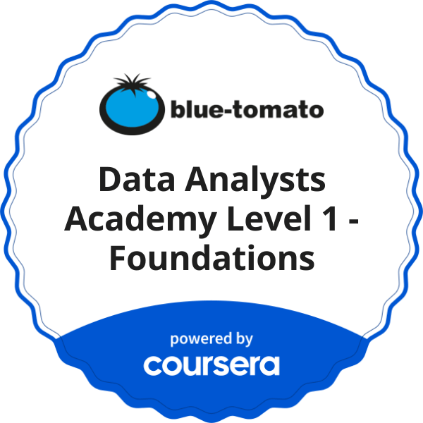 Data Analysts Academy Level 1 - Foundations completion badge issued by COURSERA