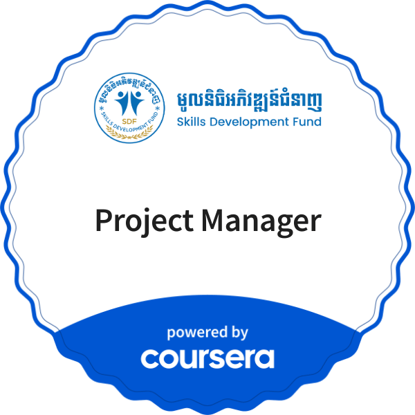 Project Manager completion badge issued by COURSERA