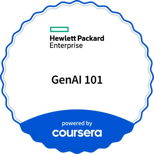GenAI 101 completion badge issued by COURSERA