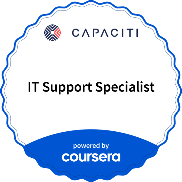 IT Support Specialist completion badge issued by COURSERA