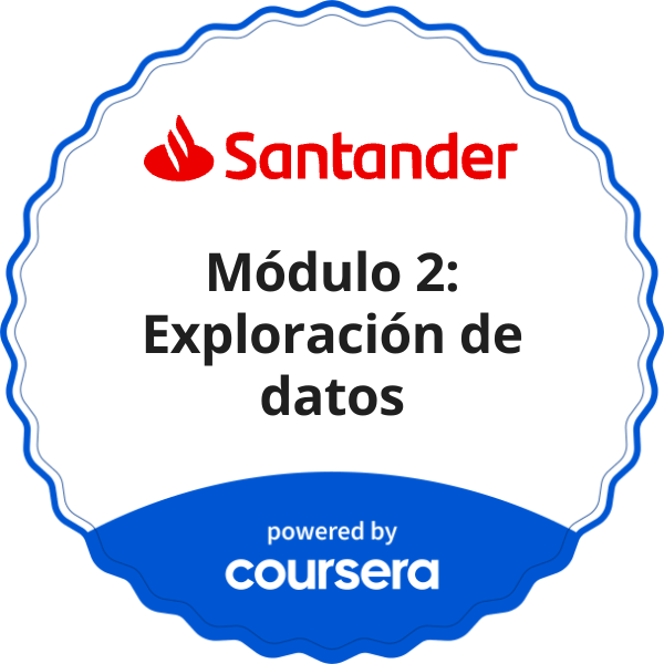 Módulo 2: Exploración de datos completion badge issued by COURSERA