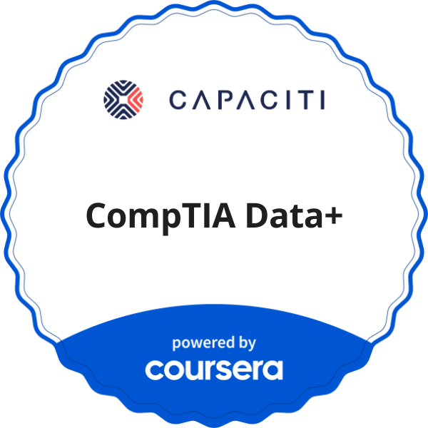 CompTIA Data+ completion badge issued by COURSERA