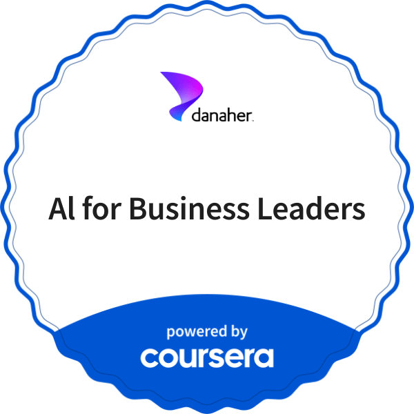 Al for Business Leaders completion badge issued by COURSERA