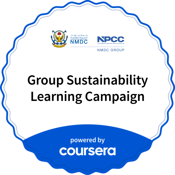 Group Sustainability Learning Campaign completion badge issued by COURSERA