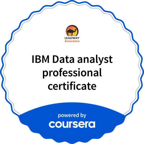 IBM Data analyst professional certificate completion badge issued by COURSERA