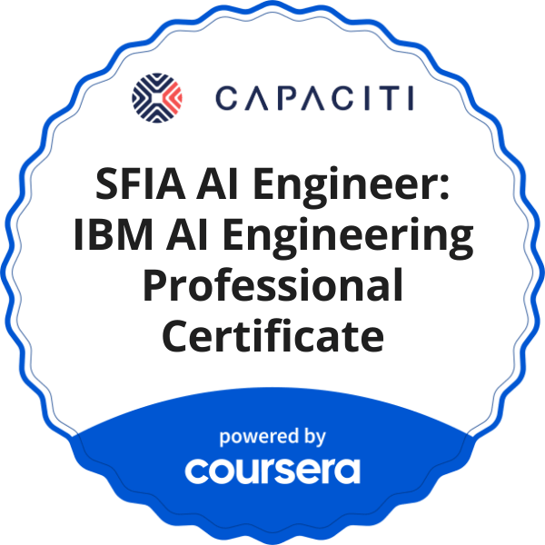 SFIA AI Engineer: IBM AI Engineering Professional Certificate completion badge issued by COURSERA