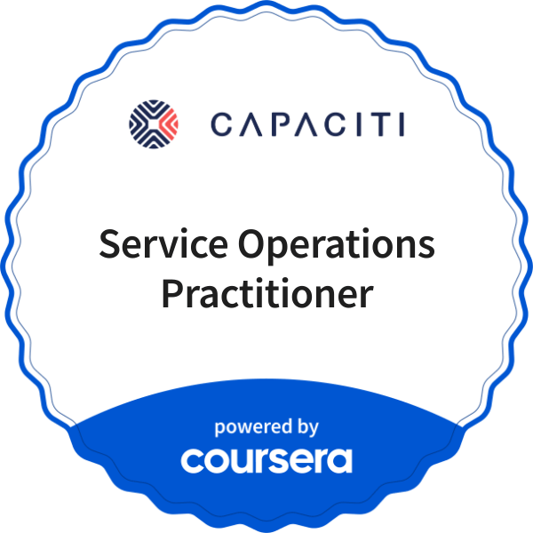Service Operations Practitioner completion badge issued by COURSERA