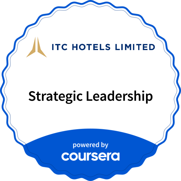 Strategic Leadership completion badge issued by COURSERA