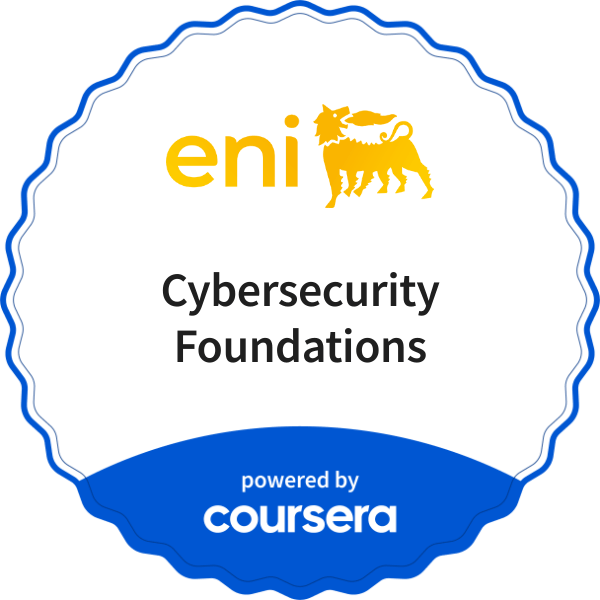 Cybersecurity Foundations completion badge issued by COURSERA