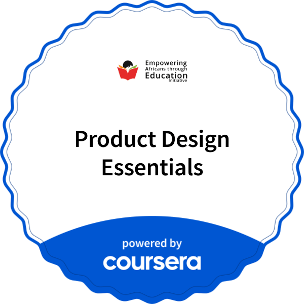Product Design Essentials completion badge issued by COURSERA