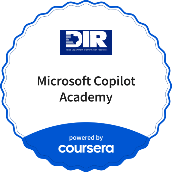 Microsoft Copilot Academy  completion badge issued by COURSERA