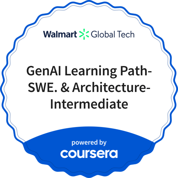 GenAI Learning Path-SWE. & Architecture-Intermediate completion badge issued by COURSERA