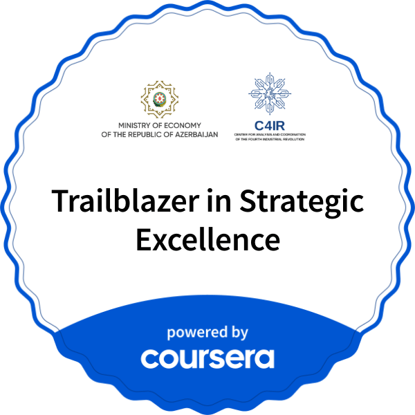 Trailblazer in Strategic Excellence completion badge issued by COURSERA