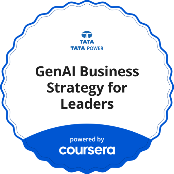 GenAI Business Strategy for Leaders completion badge issued by COURSERA