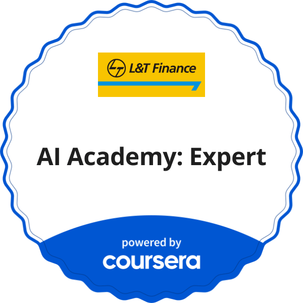 AI Academy: Expert completion badge issued by COURSERA