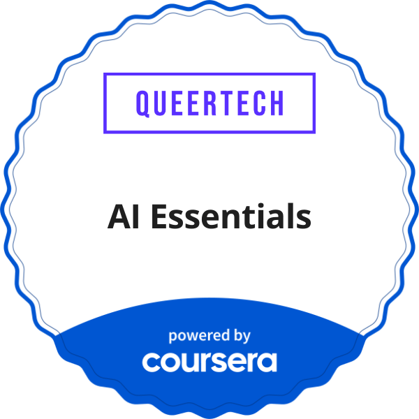 AI Essentials completion badge issued by COURSERA