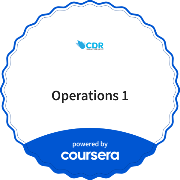Operations 1 completion badge issued by COURSERA