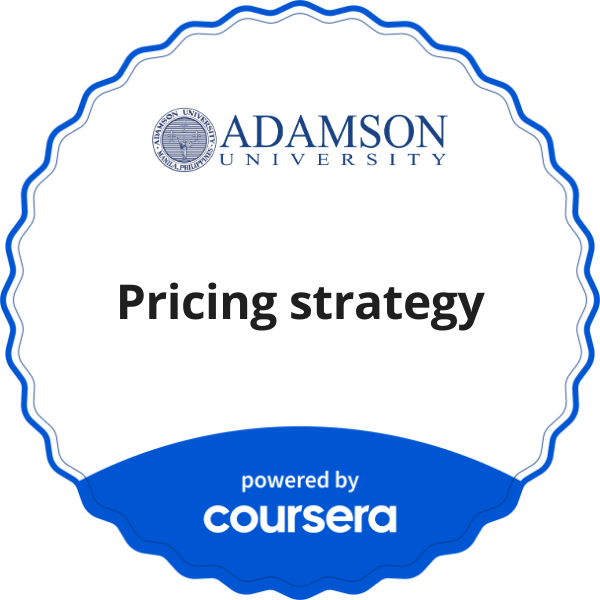 Pricing strategy completion badge issued by COURSERA