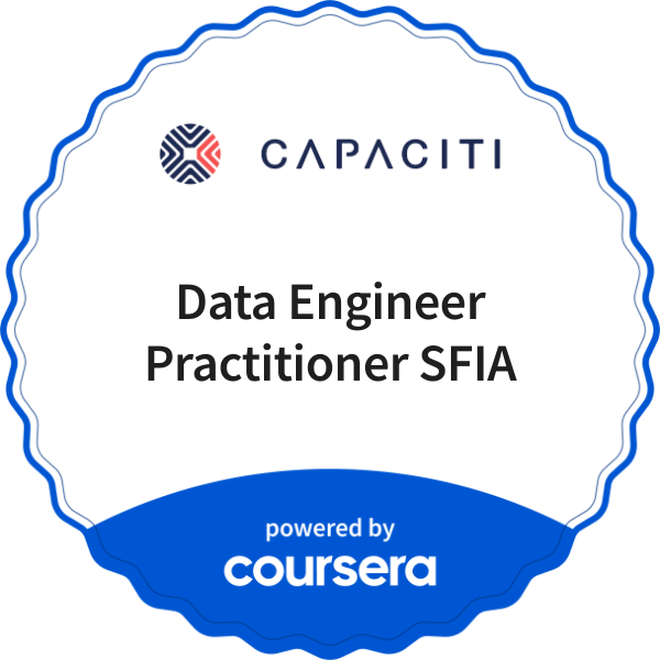Data Engineer Practitioner SFIA completion badge issued by COURSERA