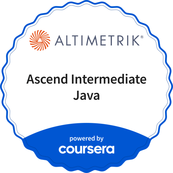 Ascend Intermediate Java completion badge issued by COURSERA