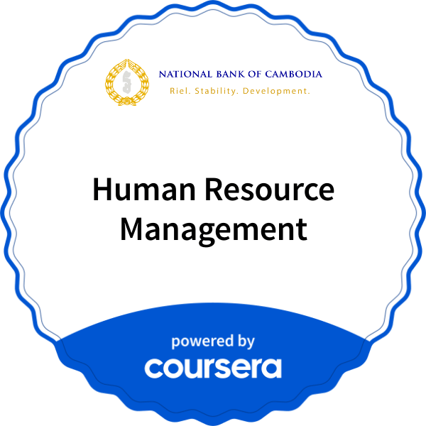 Human Resource Management completion badge issued by COURSERA