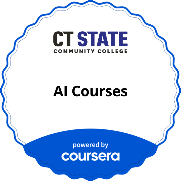 AI Courses completion badge issued by COURSERA