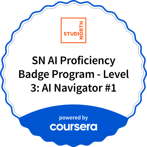 SN AI Proficiency Badge Program - Level 3: AI Navigator #1 completion badge issued by COURSERA