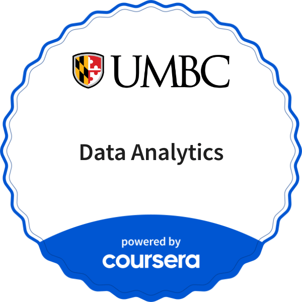 Data Analytics completion badge issued by COURSERA