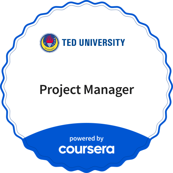 Project Manager completion badge issued by COURSERA