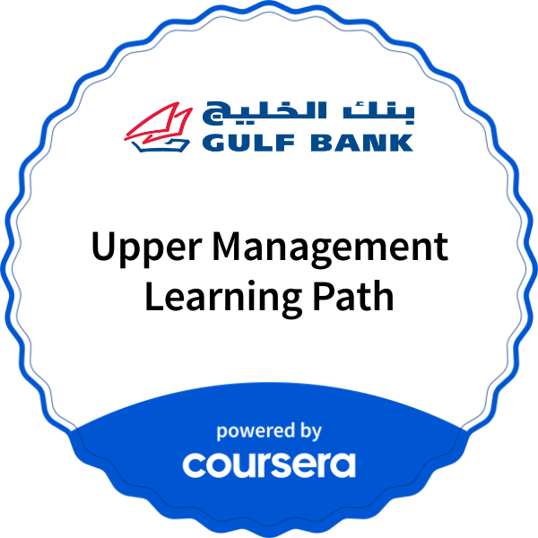 Upper Management Learning Path completion badge issued by COURSERA