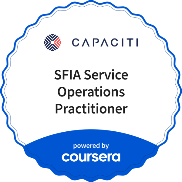 SFIA Service Operations Practitioner completion badge issued by COURSERA