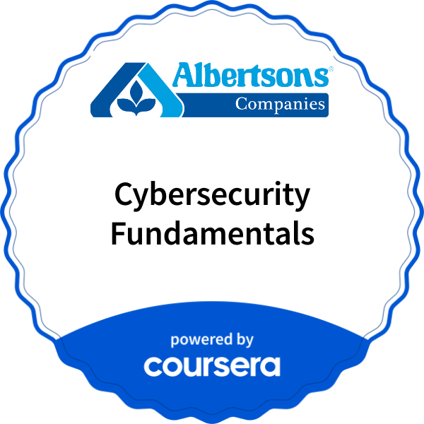Cybersecurity Fundamentals completion badge issued by COURSERA