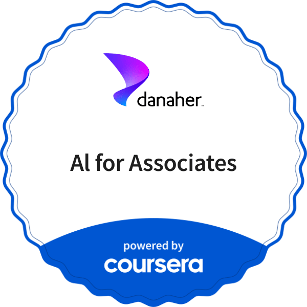 Al for Associates completion badge issued by COURSERA