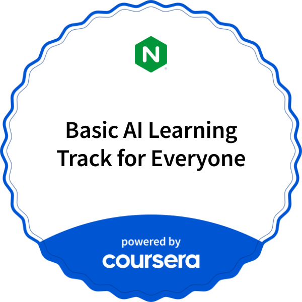 Basic AI Learning Track for Everyone completion badge issued by COURSERA