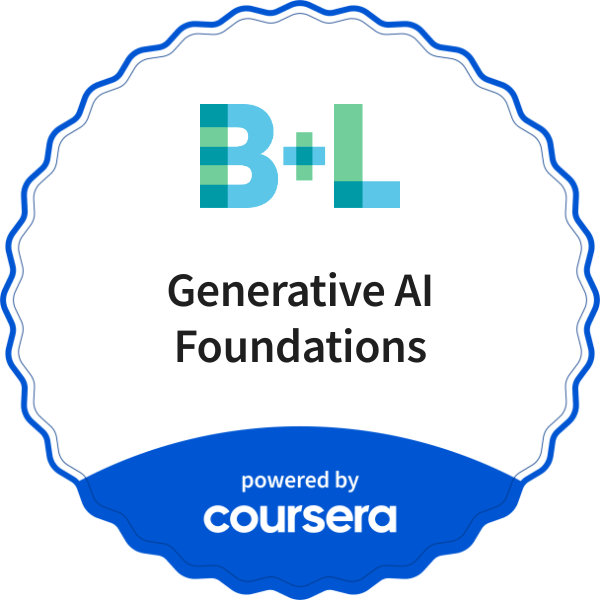 Generative AI Foundations completion badge issued by COURSERA