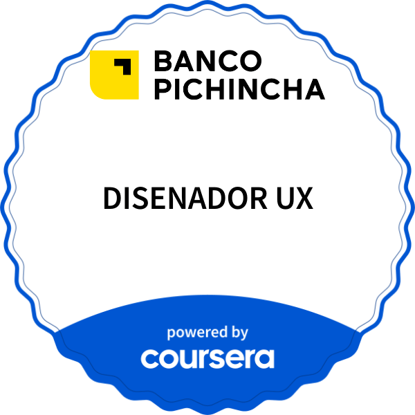 DISENADOR UX completion badge issued by COURSERA
