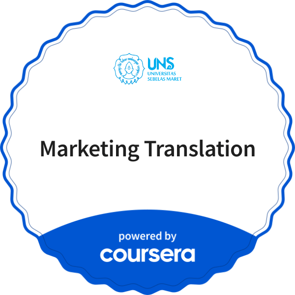 Marketing Translation completion badge issued by COURSERA