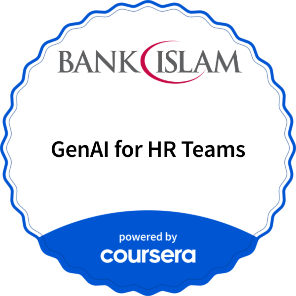 GenAI for HR Teams completion badge issued by COURSERA